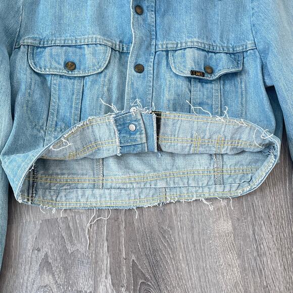 Vintage 70s LEE Cropped Denim Jacket / S-M / Western / Boho Retro / Snap Button - Picture 6 of 8